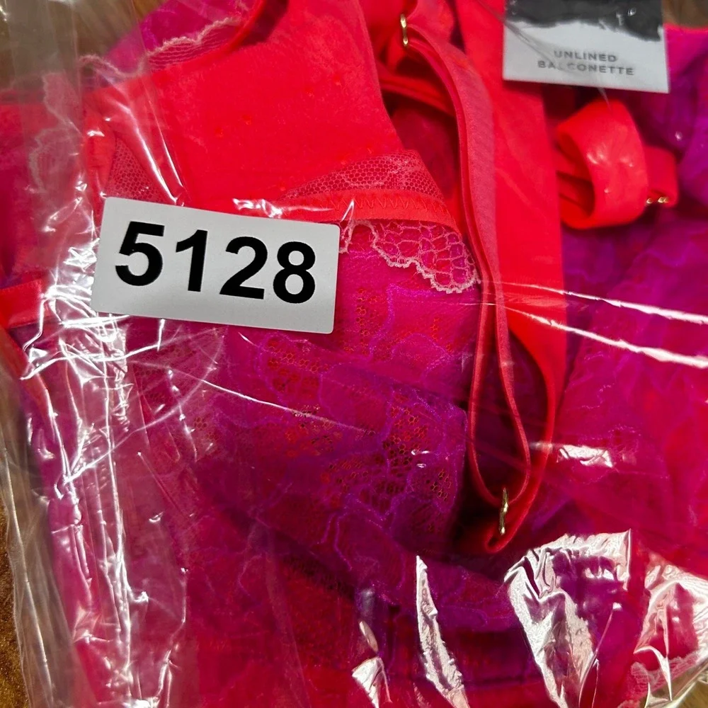 Cacique Unlined Balconette Bra 42DDD Neon Pink Lace Sheer Underwire Lingerie New